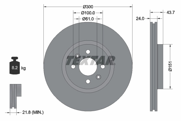 Disc frana TEXTAR 92149503 pentru RENAULT GRAND SCENIC II (JM0/1_) 2004 2005 2006 2007 2008 2009