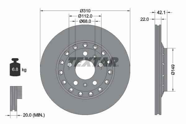 Disc frana TEXTAR 92152303 pentru AUDI A8 D3 (4E2, 4E8) 2002-2010