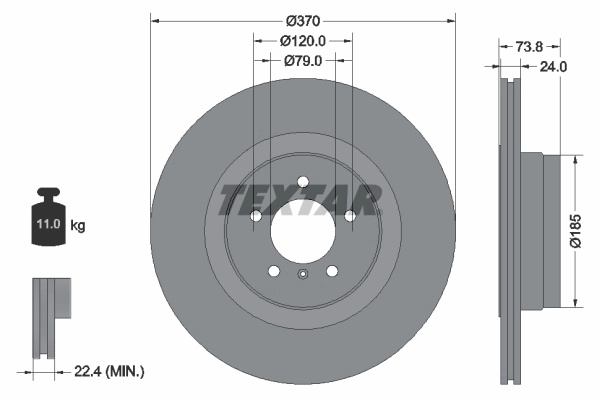 Disc frana TEXTAR 92155203 pentru BMW 7 (E65, E66, E67) 2003-2008