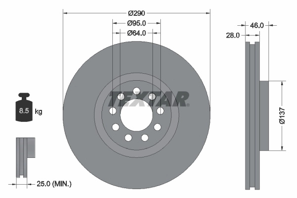 Disc frana TEXTAR 92155700 pentru IVECO DAILY VI caroserie 2014-2025