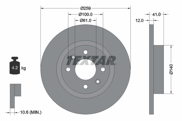 Disc frana TEXTAR 92175103 pentru LADA LARGUS caroserie inchisa/combi (KS0_, RS0_, KSA_) 2012-2021