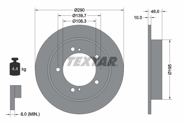 Disc frana TEXTAR 92237300 model SUZUKI JIMNY autoturism de teren, inchis (A6G) 2018 2019 2020 2021 2022 2023 2024 2025