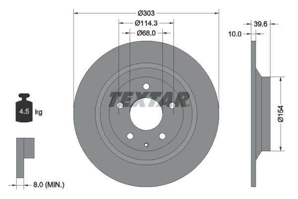 Disc frana TEXTAR 92242703 pentru MAZDA (CHANGAN) CX-30 2021-2025