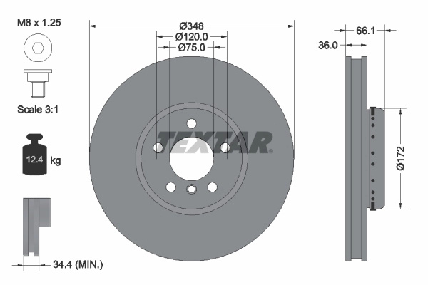 Disc frana TEXTAR 92253725 pentru BMW 6 Gran Coupe (F06) 2012-2018