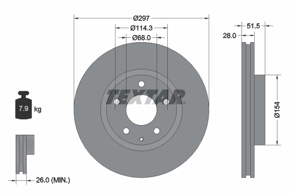 Disc frana TEXTAR 92257405 pentru MAZDA (FAW) CX-4 2016-2024