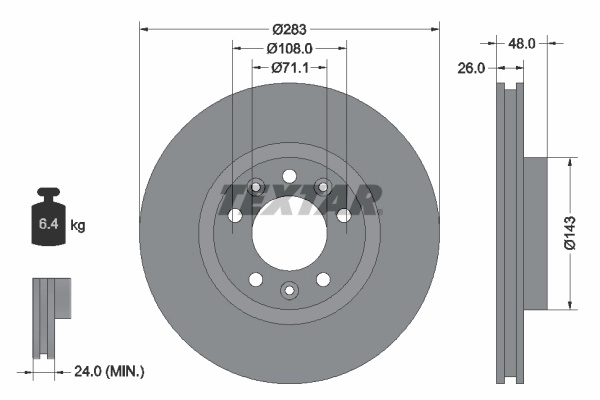 Disc frana TEXTAR 92267203 pentru OPEL COMBO Autoutilitara/limuzina spatioasa (K9) 2018-2025