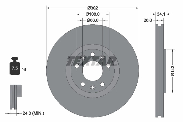 Disc frana TEXTAR 92268103 se potriveste la PEUGEO
