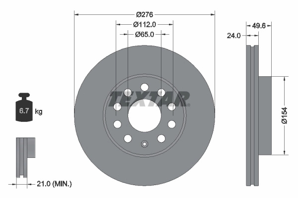 Disc frana TEXTAR 92271905 pentru AUDI A3 Cabriolet (8V7, 8VE) 2016-2020