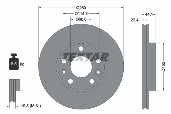 Disc frana TEXTAR 92272603 pentru RENAULT DUSTER (HM_) 2019-2025