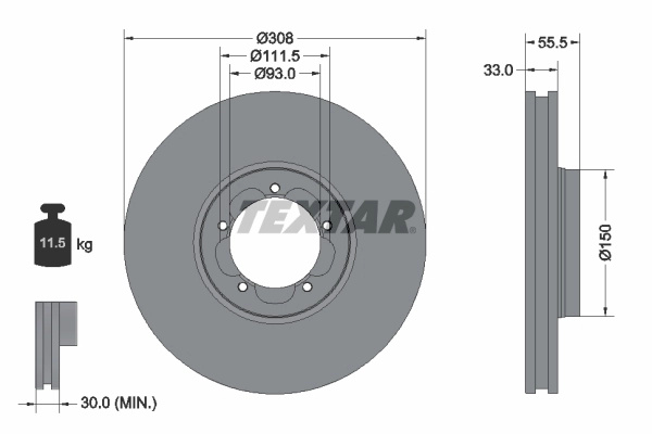 Disc frana TEXTAR 92273003 pentru FORD AUSTRALIA TRANSIT caroserie (VO) 2014-2022