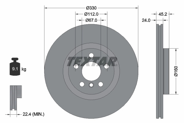 Disc frana TEXTAR 92274405 pentru MINI MINI COUNTRYMAN (U25) 2023-2025