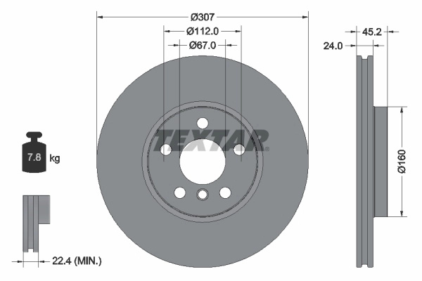 Disc frana TEXTAR 92283605 pentru BMW 2 Active Tou
