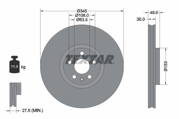 Disc frana TEXTAR 92289805 pentru VOLVO XC60 II (246) 2017-2025