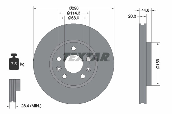 Disc frana TEXTAR 92300703 pentru NISSAN TOWNSTAR microbus (XFK) 2021-2025