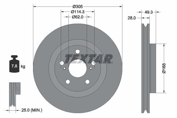 Disc frana TEXTAR 92304305 pentru LEXUS UX (_AA1_, _AH1_, _MA1_) 2018-2025