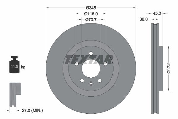 Disc frana TEXTAR 92323705 pentru OPEL INSIGNIA B Sports Tourer Combi Van (Z18) 2017-2022