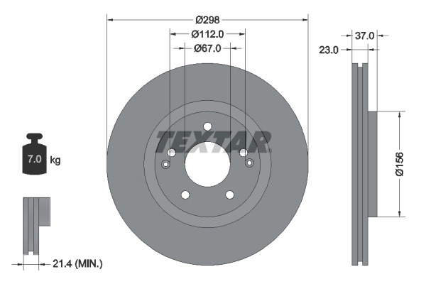 Disc frana TEXTAR 92324903 se potriveste la KG MOBILITY TIVOLI (_0W) 2023 2024 2025