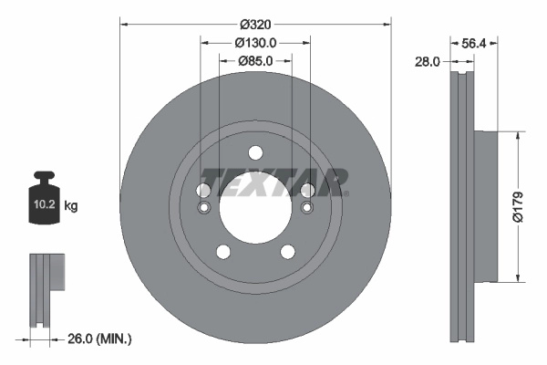 Disc frana TEXTAR 92332803 pentru KG MOBILITY MUSSO (XAE) 2023-2025