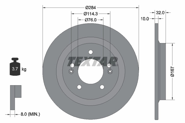 Disc frana TEXTAR 92333303 pentru HYUNDAI ELANTRA VII limuzina (CN7) 2020-2025