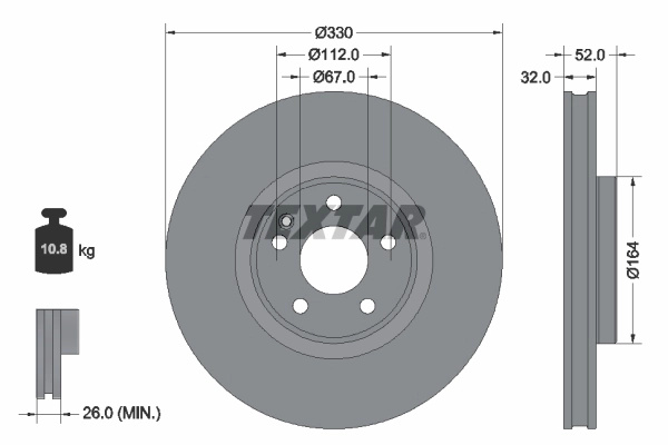 Disc frana TEXTAR 92334903 model MERCEDES-BENZ EQV (W447) 2020 2021 2022 2023 2024 2025