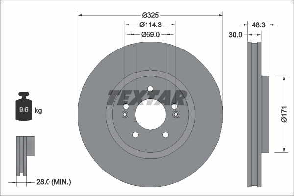 Disc frana TEXTAR 92337103 pentru HYUNDAI SANTA CRUZ (NX4A OB) 2021-2025