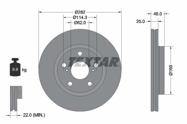 Disc frana TEXTAR 92341103 pentru TOYOTA COROLLA hatchback (_E21_, _EA1_, _EH1_) 2018-2025