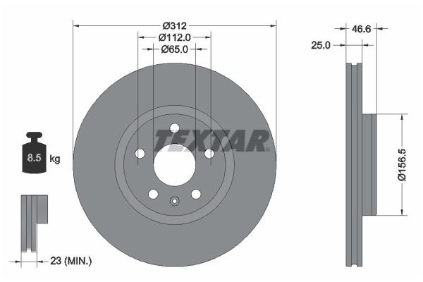 Disc frana TEXTAR 92343203 pentru MG (SAIC) PILOT 2021-2025