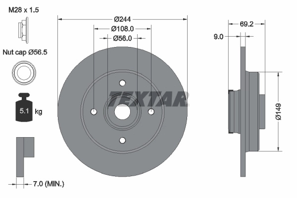 Disc frana Textar CITROËN C4 CACTUS 2014-2023 - 9