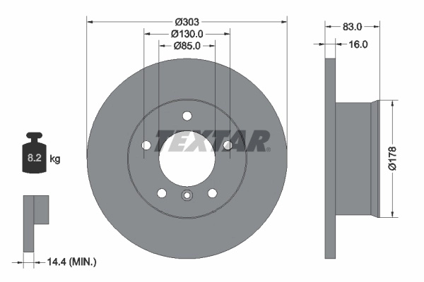 Disc frana Textar MERCEDES-BENZ G-CLASS (W461) 1989-2023 - 92020300
