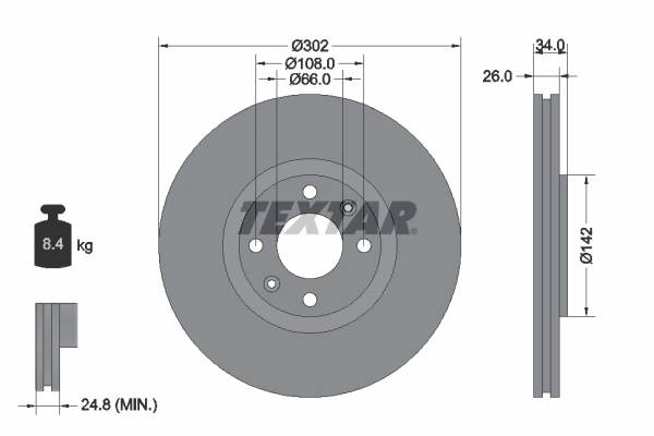 Disc frana Textar PEUGEOT 307 SW caroserie inchisa/combi (3E_, 3H_) 2004-2007 - 92133203