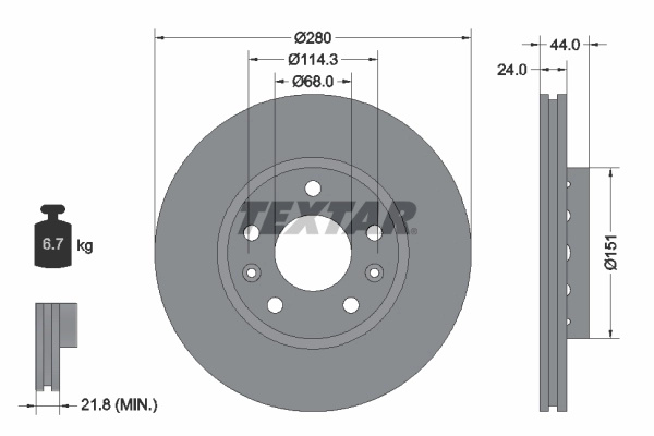 Disc frana Textar RENAULT KANGOO III microbus 2021-2025 - 92195505