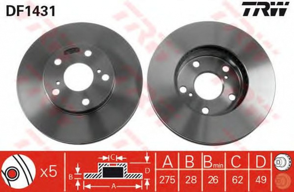 Disc frana TOYOTA AVENSIS VERSO CLM2 ACM2 TRW DF1431