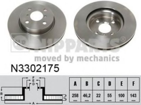 Disc frana TOYOTA YARIS (P9) (2005 - 2013) NIPPARTS N3302175 piesa NOUA