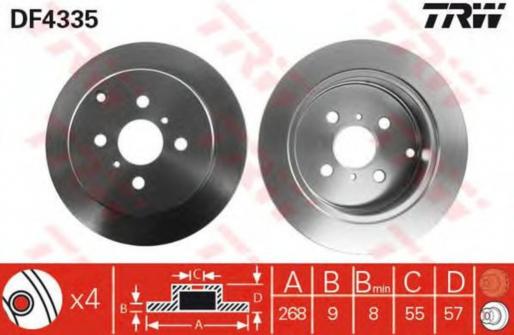 Disc frana TOYOTA YARIS VERSO NLP2 NCP2 TRW DF4335