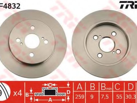 Disc frana TOYOTA YARIS/VITZ (SCP9_, NSP9_, KSP9_, NCP9_, ZSP9_) (2005 - 2016) TRW DF4832