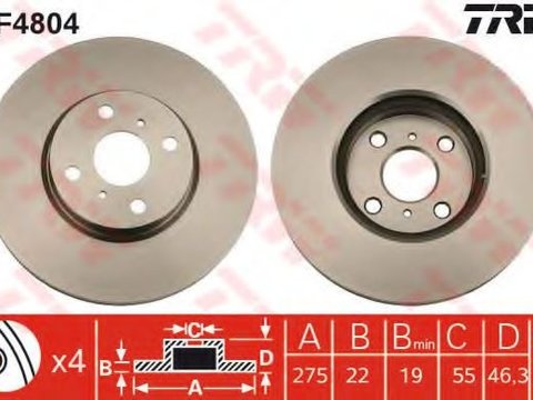 Disc frana TOYOTA YARIS/VITZ (SCP9_, NSP9_, KSP9_, NCP9_, ZSP9_) (2005 - 2016) TRW DF4804