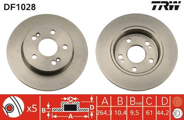 Disc frana TRW DF1028 pentru RENAULT SAFRANE I (B54), SCeNIC I microbus (JA0/1_, FA0_) 1999-2010
