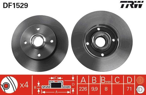 Disc frana TRW DF1529 pentru SEAT CORDOBA (6K1, 6K2), GOLF III (1H1) 19892000