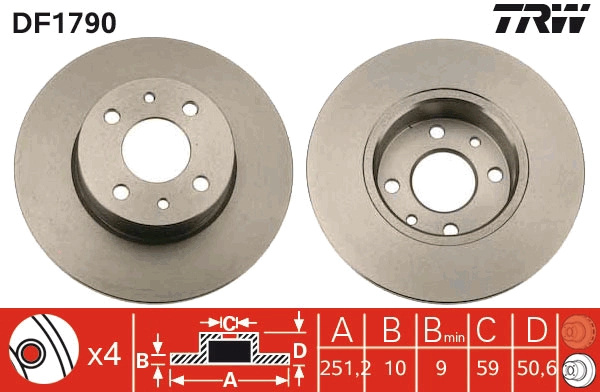 Disc frana TRW DF1790 pentru FIAT MULTIPLA VAN (186_) 1999-2010