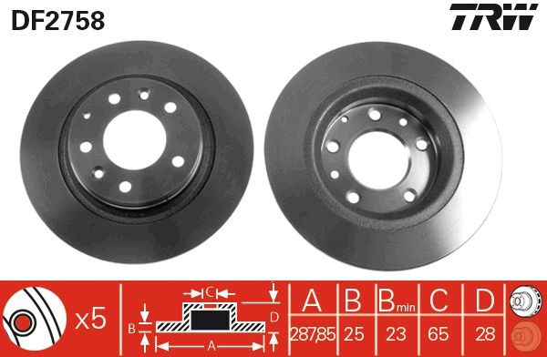 Disc frana TRW DF2758 pentru VW GOLF III (1H1), GO