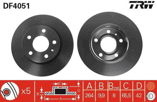Disc frana TRW DF4051 pentru OPEL ASTRA G Cabriolet (T98)
