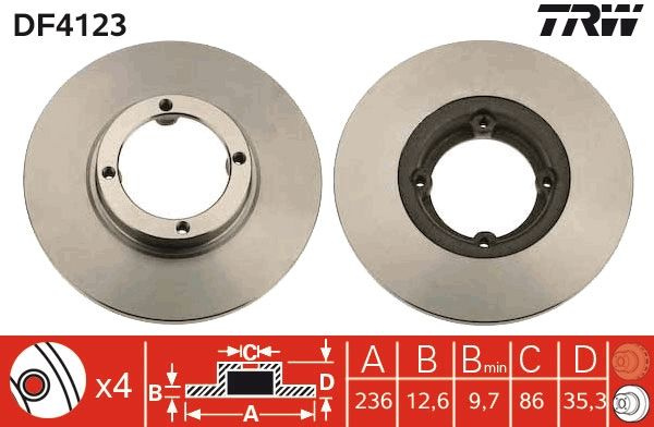 Disc frana TRW DF4123 pentru CHEVROLET MATIZ (M200, M250), MATIZ (M200, M250) 2005-2018