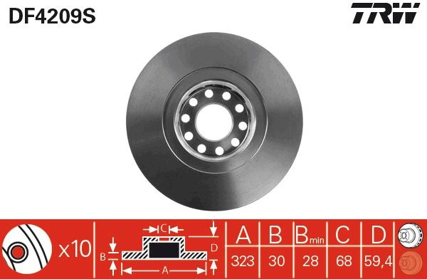 Disc frana TRW DF4209S pentru AUDI A6 C4 (4A2), A6