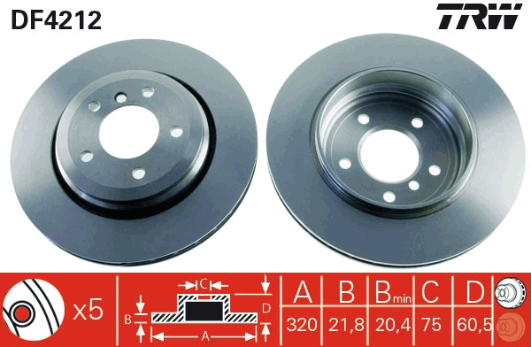 Disc frana TRW DF4212 se potriveste la BMW 3 (E46)