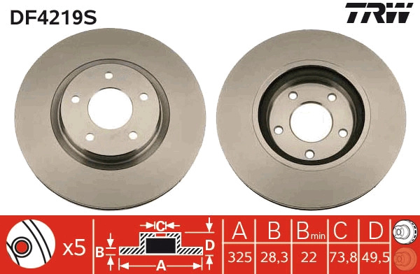 Disc frana TRW DF4219S pentru JAGUAR XJ (X308) 1997-2003