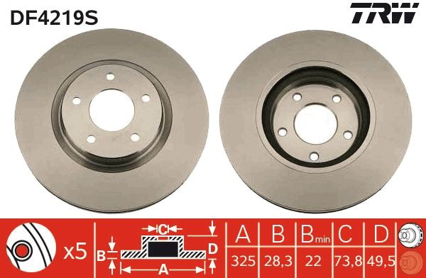 Disc frana TRW DF4219S pentru JAGUAR XJ (X308), XK 8 cupe (X100) 1996-2006