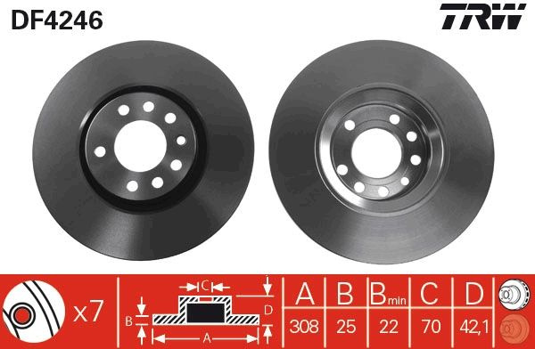 Disc frana TRW DF4246 pentru OPEL ADAM (M13)