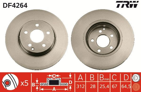 Disc frana TRW DF4264 pentru MERCEDES-BENZ CLS (C219)