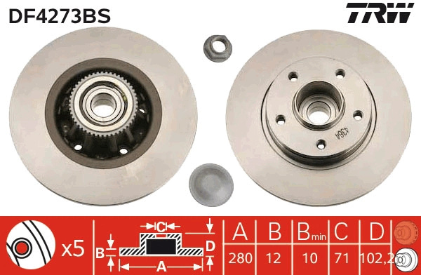 Disc frana TRW DF4273BS pentru NISSAN PRIMASTAR ca