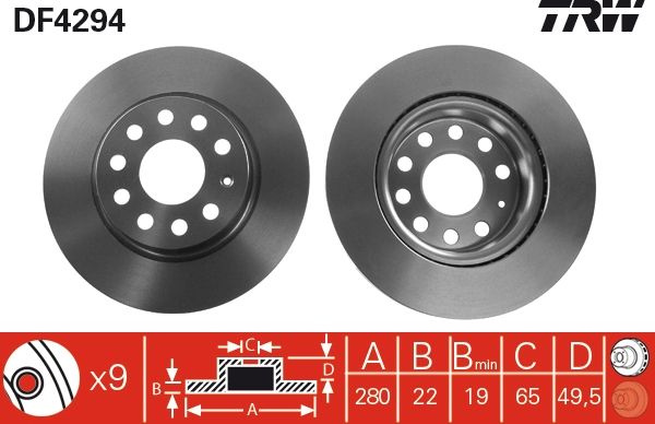Disc frana TRW DF4294 pentru AUDI A3 (8P1)